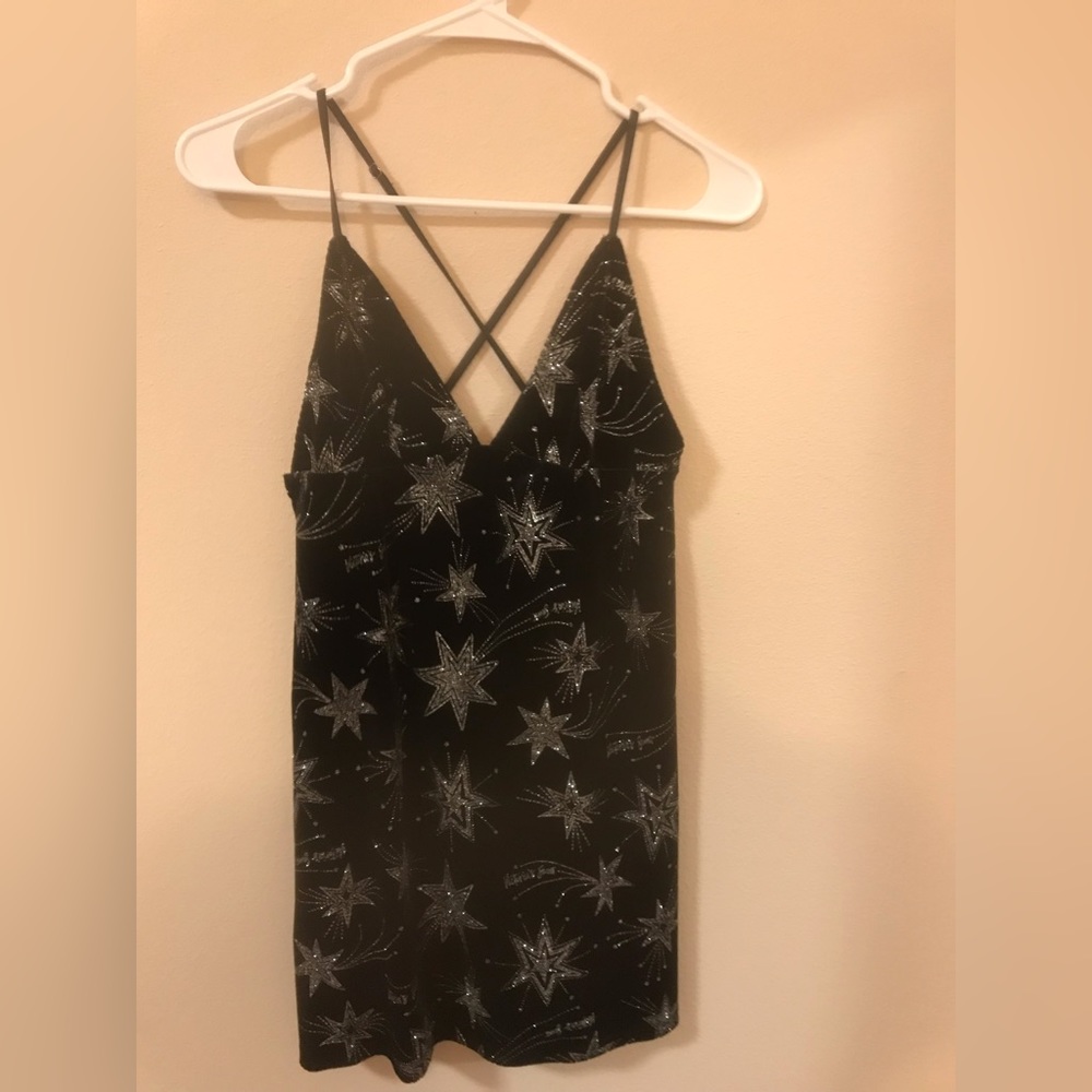 Women’s Dress PROM Dress Size S/P Gorgeous Black Velvet & Silver
